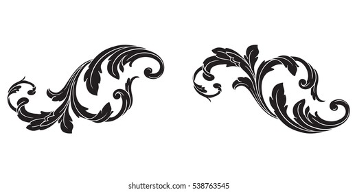 Baroque vector set of vintage elements for design. Decorative design element filigree calligraphy vector. You can use for wedding decoration of greeting card and laser cutting.
