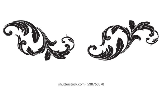 Baroque vector set of vintage elements for design. Decorative design element filigree calligraphy vector. You can use for wedding decoration of greeting card and laser cutting.