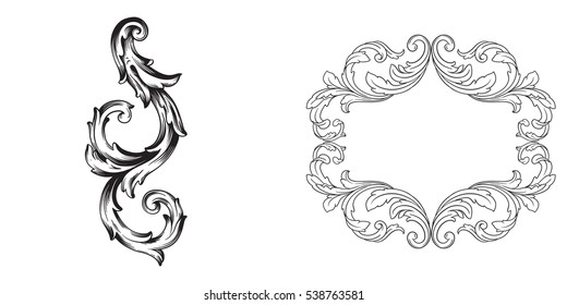 Baroque vector set of vintage elements for design. Decorative design element filigree calligraphy vector. You can use for wedding decoration of greeting card and laser cutting.