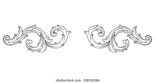 Baroque vector set of vintage elements for design. Decorative design element filigree calligraphy vector. You can use for wedding decoration of greeting card and laser cutting.