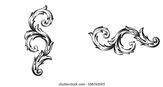 Baroque vector set of vintage elements for design. Decorative design element filigree calligraphy vector. You can use for wedding decoration of greeting card and laser cutting.