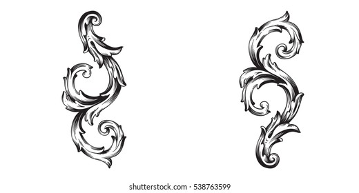 Baroque vector set of vintage elements for design. Decorative design element filigree calligraphy vector. You can use for wedding decoration of greeting card and laser cutting.