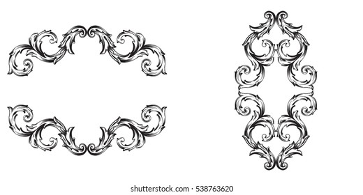 Baroque vector set of vintage elements for design. Decorative design element filigree calligraphy vector. You can use for wedding decoration of greeting card and laser cutting.