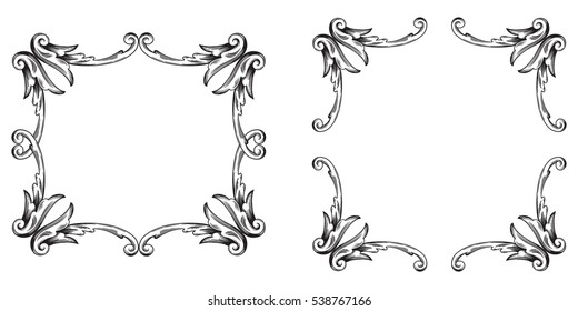 Baroque vector set of vintage elements for design. Decorative design element filigree calligraphy vector. You can use for wedding decoration of greeting card and laser cutting.