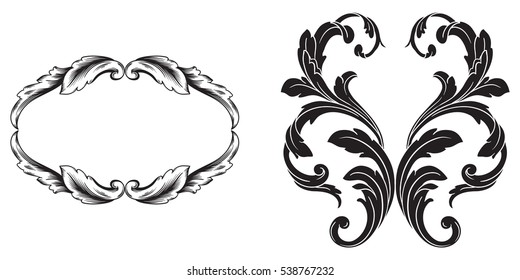 Baroque vector set of vintage elements for design. Decorative design element filigree calligraphy vector. You can use for wedding decoration of greeting card and laser cutting.