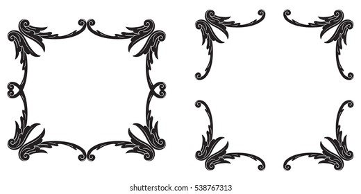 Baroque vector set of vintage elements for design. Decorative design element filigree calligraphy vector. You can use for wedding decoration of greeting card and laser cutting.