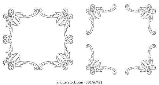 Baroque vector set of vintage elements for design. Decorative design element filigree calligraphy vector. You can use for wedding decoration of greeting card and laser cutting.