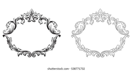 Baroque vector set of vintage elements for design. Decorative design element filigree calligraphy vector. You can use for wedding decoration of greeting card and laser cutting.