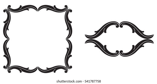 Baroque vector set of vintage elements for design. Decorative design element filigree calligraphy vector. You can use for wedding decoration of greeting card and laser cutting.