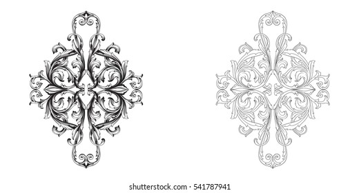 Baroque vector set of vintage elements for design. Decorative design element filigree calligraphy vector. You can use for wedding decoration of greeting card and laser cutting.