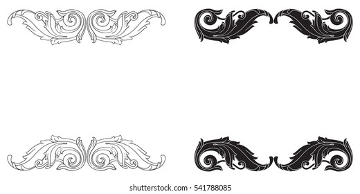 Baroque vector set of vintage elements for design. Decorative design element filigree calligraphy vector. You can use for wedding decoration of greeting card and laser cutting.