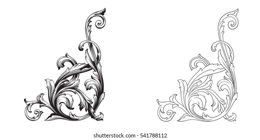 Baroque vector set of vintage elements for design. Decorative design element filigree calligraphy vector. You can use for wedding decoration of greeting card and laser cutting.