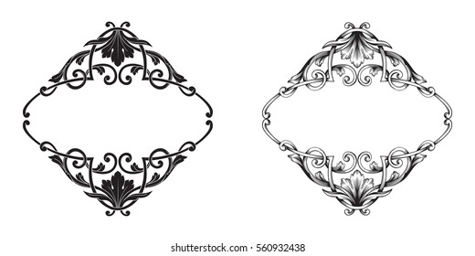 Baroque vector set of vintage elements for design. Decorative design element filigree calligraphy vector. You can use for wedding decoration of greeting card and laser cutting.