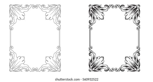 Baroque vector set of vintage elements for design. Decorative design element filigree calligraphy vector. You can use for wedding decoration of greeting card and laser cutting.