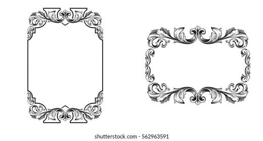 Baroque vector set of vintage elements for design. Decorative design element filigree calligraphy vector. You can use for wedding decoration of greeting card and laser cutting.