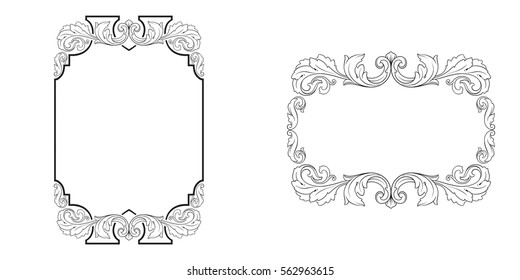 Baroque vector set of vintage elements for design. Decorative design element filigree calligraphy vector. You can use for wedding decoration of greeting card and laser cutting.