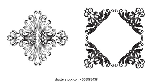 Baroque vector set of vintage elements for design. Decorative design element filigree calligraphy vector. You can use for wedding decoration of greeting card and laser cutting.