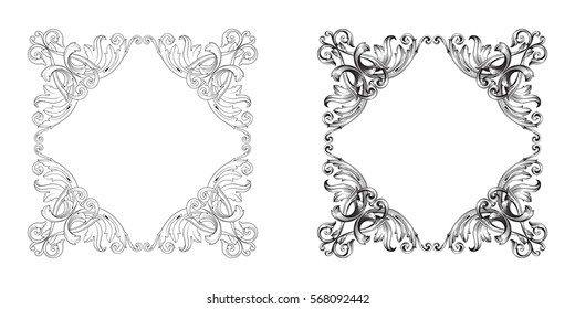 Baroque vector set of vintage elements for design. Decorative design element filigree calligraphy vector. You can use for wedding decoration of greeting card and laser cutting.