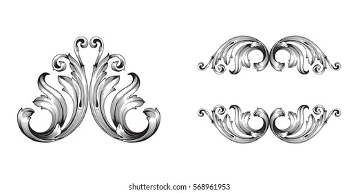 Baroque vector set of vintage elements for design. Decorative design element filigree calligraphy vector. You can use for wedding decoration of greeting card and laser cutting.

