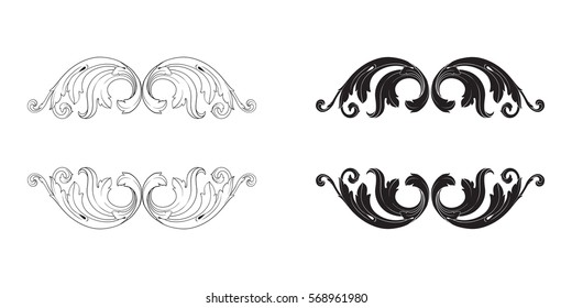 Baroque vector set of vintage elements for design. Decorative design element filigree calligraphy vector. You can use for wedding decoration of greeting card and laser cutting.
