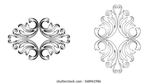 Baroque vector set of vintage elements for design. Decorative design element filigree calligraphy vector. You can use for wedding decoration of greeting card and laser cutting.
