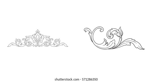 Baroque vector set of vintage elements for design. Decorative design element filigree calligraphy vector. You can use for wedding decoration of greeting card and laser cutting.
