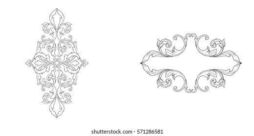 Baroque vector set of vintage elements for design. Decorative design element filigree calligraphy vector. You can use for wedding decoration of greeting card and laser cutting.