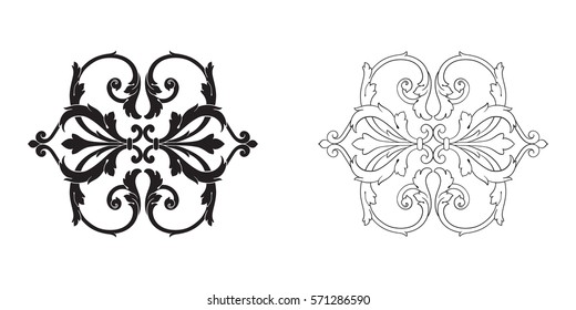 Baroque vector set of vintage elements for design. Decorative design element filigree calligraphy vector. You can use for wedding decoration of greeting card and laser cutting.