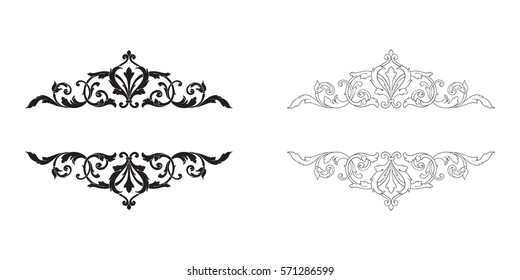 Baroque vector set of vintage elements for design. Decorative design element filigree calligraphy vector. You can use for wedding decoration of greeting card and laser cutting.