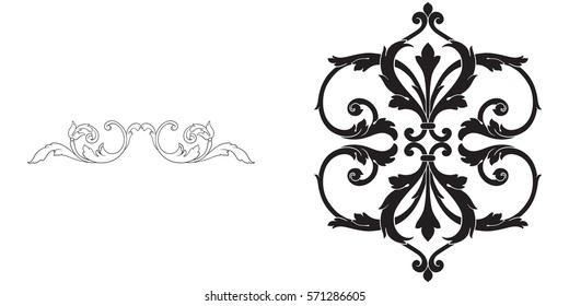 Baroque vector set of vintage elements for design. Decorative design element filigree calligraphy vector. You can use for wedding decoration of greeting card and laser cutting.