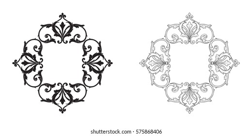 Baroque vector set of vintage elements for design. Decorative design element filigree calligraphy vector. You can use for wedding decoration of greeting card and laser cutting.