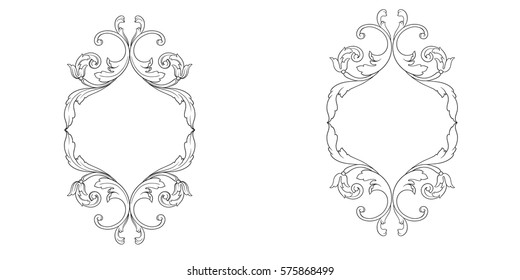 Baroque vector set of vintage elements for design. Decorative design element filigree calligraphy vector. You can use for wedding decoration of greeting card and laser cutting.