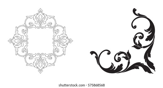 Baroque vector set of vintage elements for design. Decorative design element filigree calligraphy vector. You can use for wedding decoration of greeting card and laser cutting.