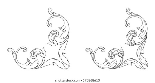 Baroque vector set of vintage elements for design. Decorative design element filigree calligraphy vector. You can use for wedding decoration of greeting card and laser cutting.