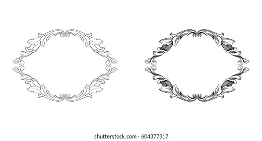 Baroque vector set of vintage elements for design. Decorative design element filigree calligraphy vector. You can use for wedding decoration of greeting card and laser cutting.