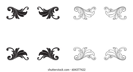 Baroque vector set of vintage elements for design. Decorative design element filigree calligraphy vector. You can use for wedding decoration of greeting card and laser cutting.