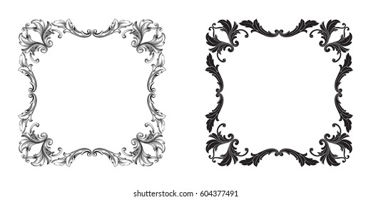 Baroque vector set of vintage elements for design. Decorative design element filigree calligraphy vector. You can use for wedding decoration of greeting card and laser cutting.