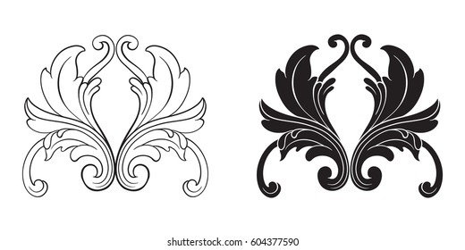 Baroque vector set of vintage elements for design. Decorative design element filigree calligraphy vector. You can use for wedding decoration of greeting card and laser cutting.