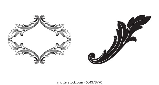Baroque vector set of vintage elements for design. Decorative design element filigree calligraphy vector. You can use for wedding decoration of greeting card and laser cutting.
