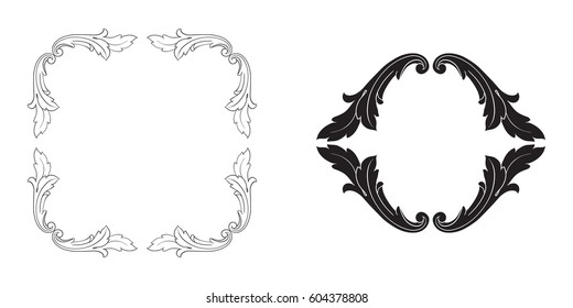 Baroque vector set of vintage elements for design. Decorative design element filigree calligraphy vector. You can use for wedding decoration of greeting card and laser cutting.