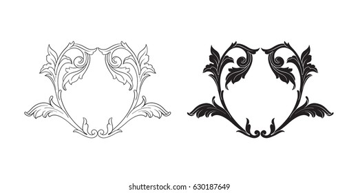 Baroque vector set of vintage elements for design. Decorative design element filigree calligraphy vector. You can use for wedding decoration of greeting card and laser cutting.