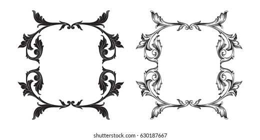Baroque vector set of vintage elements for design. Decorative design element filigree calligraphy vector. You can use for wedding decoration of greeting card and laser cutting.