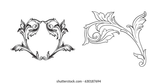 Baroque vector set of vintage elements for design. Decorative design element filigree calligraphy vector. You can use for wedding decoration of greeting card and laser cutting.
