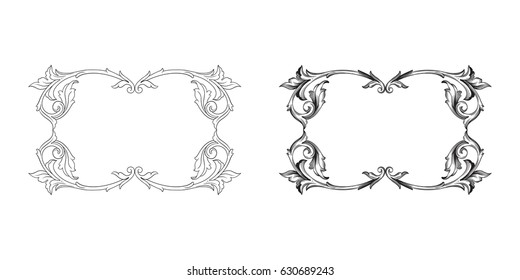 Baroque vector set of vintage elements for design. Decorative design element filigree calligraphy vector. You can use for wedding decoration of greeting card and laser cutting.