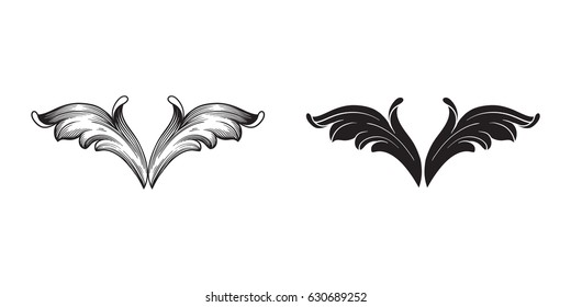 Baroque vector set of vintage elements for design. Decorative design element filigree calligraphy vector. You can use for wedding decoration of greeting card and laser cutting.