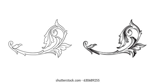 Baroque vector set of vintage elements for design. Decorative design element filigree calligraphy vector. You can use for wedding decoration of greeting card and laser cutting.