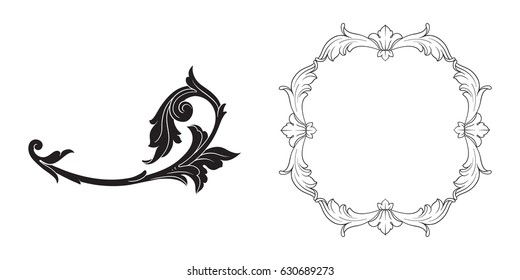 Baroque vector set of vintage elements for design. Decorative design element filigree calligraphy vector. You can use for wedding decoration of greeting card and laser cutting.