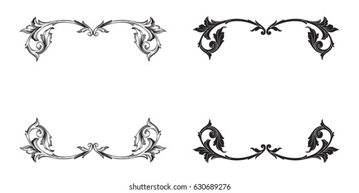 Baroque vector set of vintage elements for design. Decorative design element filigree calligraphy vector. You can use for wedding decoration of greeting card and laser cutting.