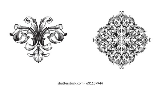 Baroque vector set of vintage elements for design. Decorative design element filigree calligraphy vector. You can use for wedding decoration of greeting card and laser cutting.