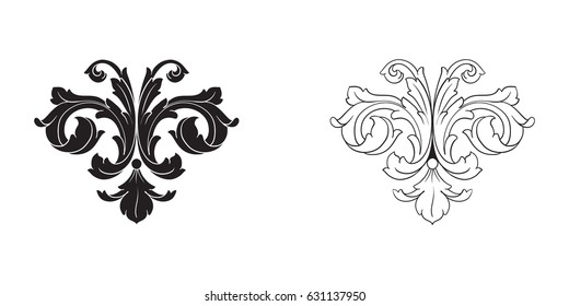 Baroque vector set of vintage elements for design. Decorative design element filigree calligraphy vector. You can use for wedding decoration of greeting card and laser cutting.